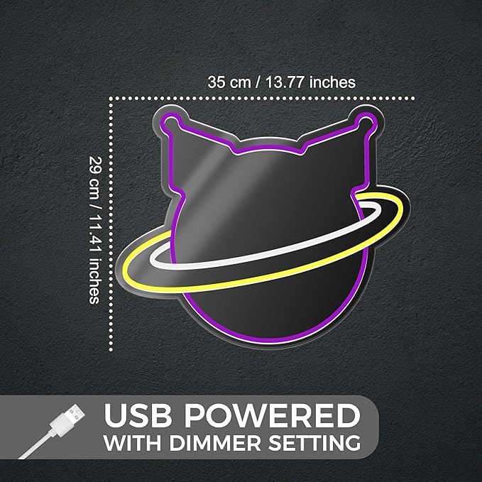 Anime Neon Sign Kuromii Neon Night Light for Wall Decor, Kuromii Planet Neon Mirror, Anime Room Decor, Kawaii Home Decor, Unique Wall Art