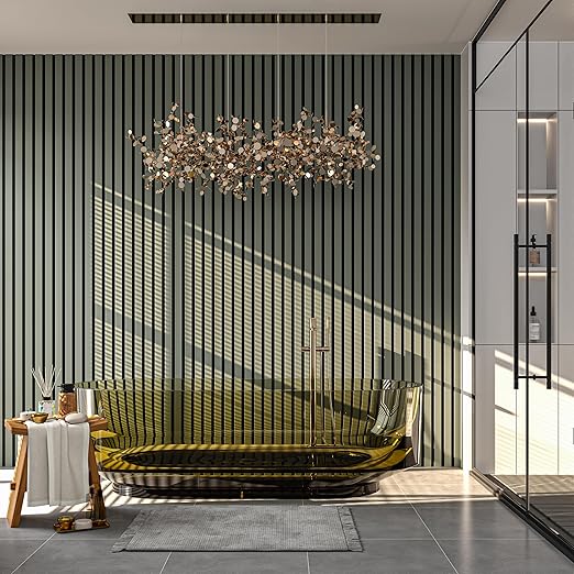 94" x 24" Acoustic Wood Slat Wall Panels – Modern Decorative Soundproof Panels for Walls & Ceilings, Premium Noise-Reducing Wood Paneling for Home & Office (Set of 10) (Alamosa Green)