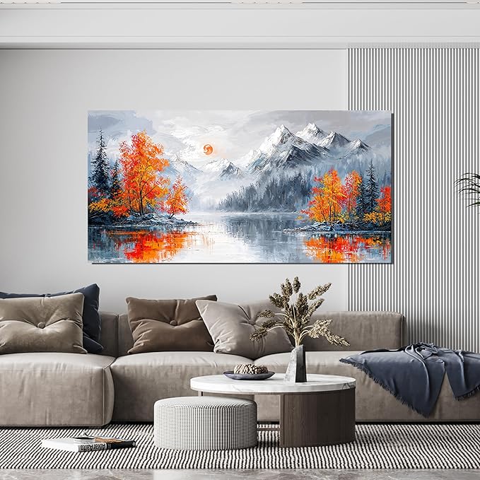 Canvas Wall Art Decor Wall Art Pictures for Living Room Artwork for Walls Large Vintage Forest Wall Art Prints Canvas Art Wall Decor Landscape Mountain Wall Art Bedroom Home Aesthetic Art Decor 24" X 48"