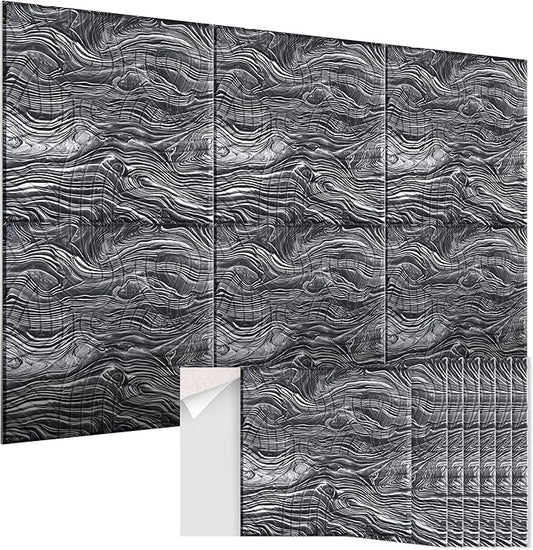 Acoustic Wall Panels 6 Pack, 24"x24"Decorative Art Soundproof Panels, Sound Absorbing Self-Adhesive Panel, Acoustic Treatment for Studio, Home Theater, Office (Ocean AuraStone)