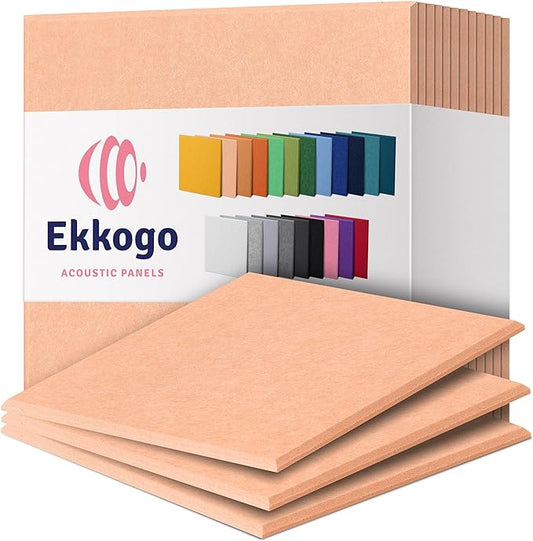 Acoustic Panels 12-Pack Soundproof Wall Panels 12"X12"X0.4" Sound Panels High Density Sound Dampening Panels - [Peach Beige Square]