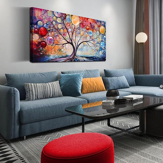 Modern Wall Art for Living Room Large Size - Tree Canvas Wall Art for Girls Bedroom Ready to Hang Size 24" x 48"