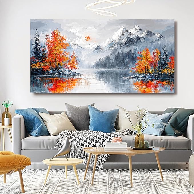 Canvas Oversized Wall Art Decor Wall Art Pictures for Living Room Artwork for Walls Large Vintage Forest Wall Art Prints Canvas Art Wall Decor Landscape Mountain Wall Art Bedroom Home Art Decor 29" X 58"
