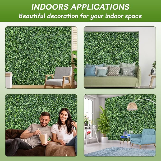 Artificial Grass Wall Panels 40"x120" (33.33 sqft) - UV Protected Privacy Fence Screen, Hedge Green Wall Decor Backdrop，Realistic Fake Grass Backdrop for Indoor Weddings & Outdoor Gardens