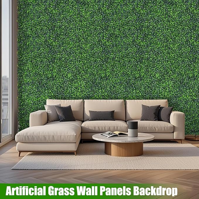 Artificial Boxwood Roll,71x126 in(62 sqft) UV-Anti Faux Ivy Grass Wall Backdrop for Balcony Privacy, Fake Grennery Wall Decor for Garden, Patio, Backyard