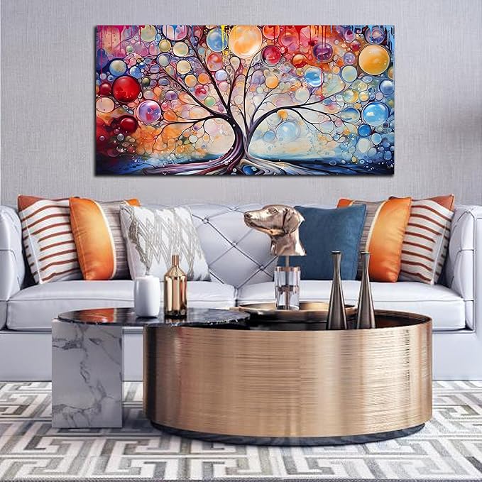 Modern Wall Art for Living Room Large Size - Tree Canvas Wall Art for Girls Bedroom Ready to Hang Size 24" x 48"