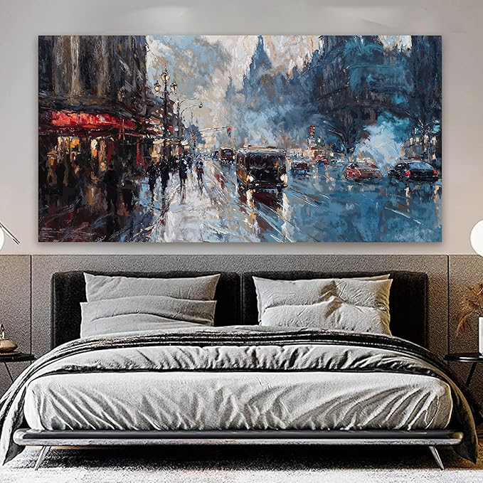Canvas Wall Art Decor Large Wall Art Pictures for Living Room Abstract Canvas Art Wall Decor Artwork for Walls City Corner Wall Art Prints Wall Decorations Bedroom Home Aesthetic Wall Art Decor 29" X 58"