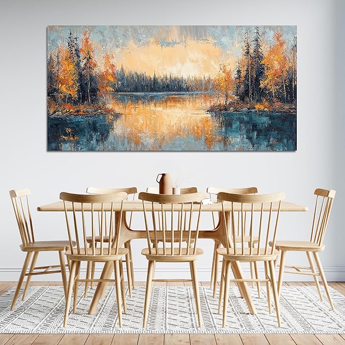 Canvas Wall Art Decor Large Wall Art for Living Room Canvas Art Wall Decor Nature Landscape Wall Art Decor Pictures Yellow Nightfall Wall Art Prints Artwork for Walls Bedroom Office Wall Decor 24"X48"