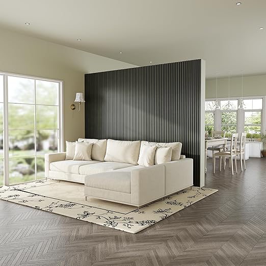 Casaphoria Acoustic Wall Panels, 4 PCS 23.6"x23.6", 3D Soundproof Wall Panels, Wood Slat Wall Panels for Home Office & Accent Walls, Black