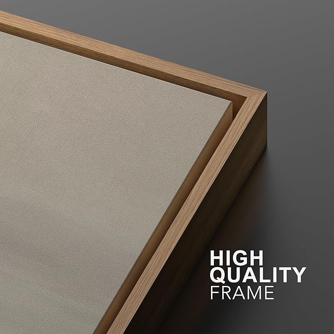 MUDECOR Framed Wall Art Print Set Misty Horizon Minimalist Foggy Mountain Landscape in Soft Neutral Tones Illustrations Realism Decorative for Living Room, Bedroom, Office - 16"x24"x3 Natural