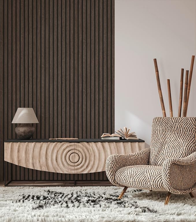 A.S. Création Wallpaper Wood Panels - Black, Brown - Striped Wood Wallpaper 395.99in x 20.87in Made in Germany - 391093
