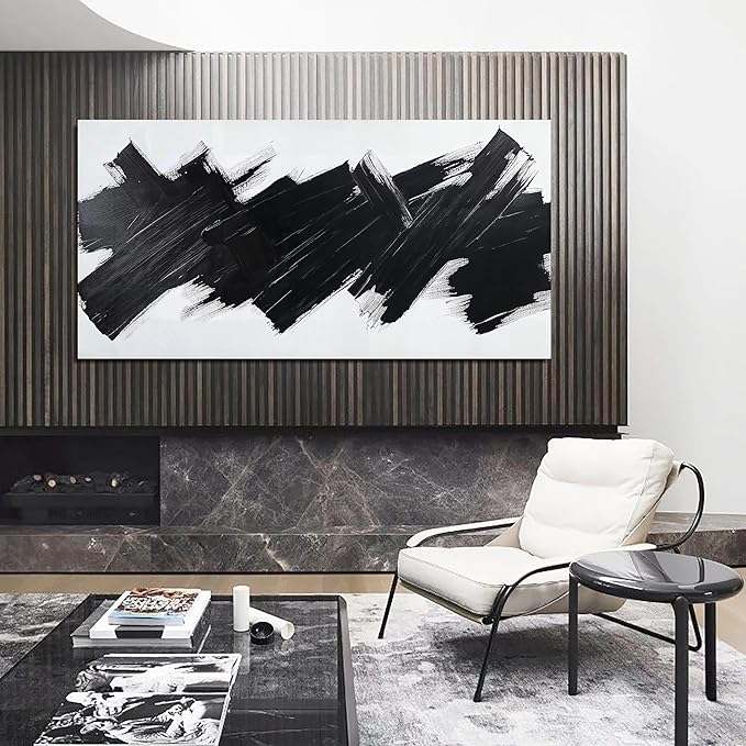 Abstract Wall Art Decor Modern Large Wall Art For Living Room Black Minimalist Wall Art Canvas Prints Black Abstract Art Wall Decorations Artwork for Walls Art Work For Home Office Wall Decor 24" X 48"
