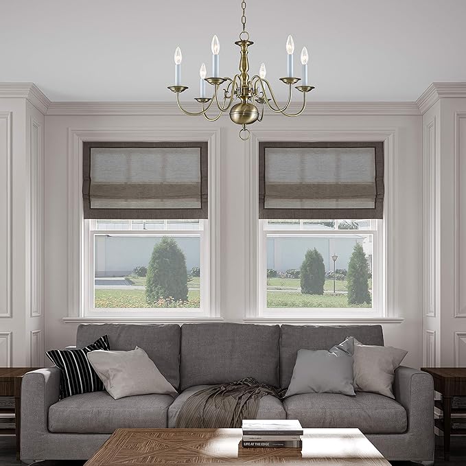 Livex Lighting 5006-91 Williamsburgh 6 Light Brushed Nickel Chandelier,18Hx24W,5006-91