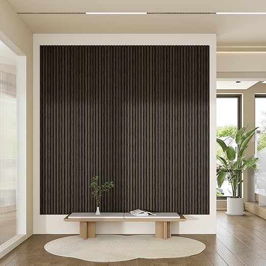 Casaphoria Acoustic Wall Panels, 4 PCS 23.6"x23.6", 3D Soundproof Wall Panels, Wood Slat Wall Panels for Home Office & Accent Walls, Walnut