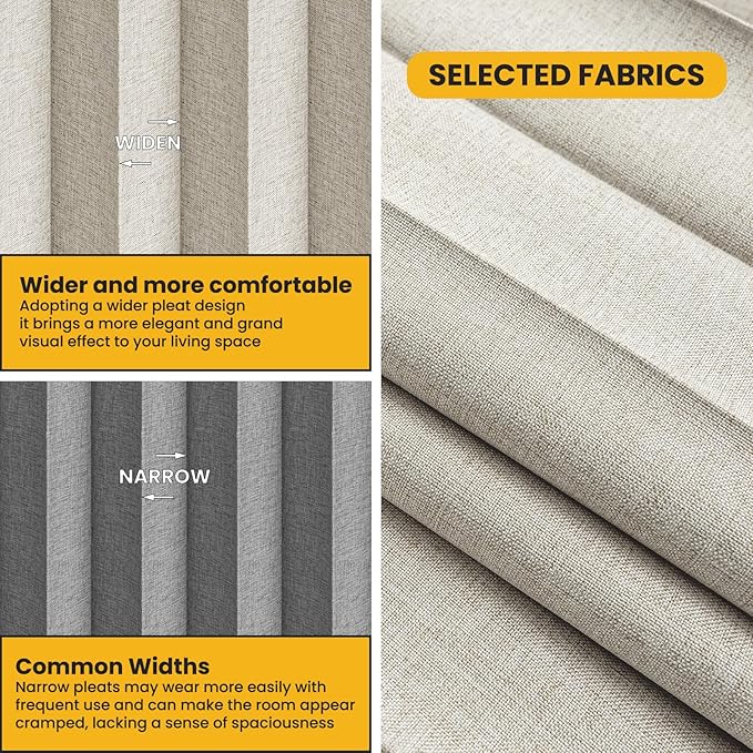 100% Blackout Room Divider Curtains - Total Privacy Curtain Panel, Thermal Insulated Noise Reduction Curtain for Bedroom Windows, Include Ceiling Track(Cream White, W100 x L96, 1 Pack)