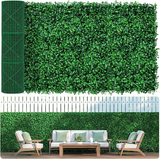 AOKIE 48x120 in Artificial Grass Roll Wall(40 sq ft), Boxwood Hedge Wall Panels UV-Anti Grass Backdrop Wall Decor, Greenery Privacy Hedge Screen for Indoor Outdoor Patio Balcony, Party Garden Fence
