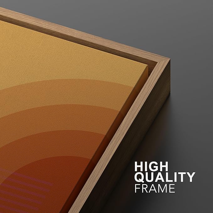 MUDECOR Framed Canvas Print Wall Art Bauhaus Art Prints Abstract Mid Century Modern Wall Art Minimalist Decor for Bedroom - 24"x36"x3 Natural