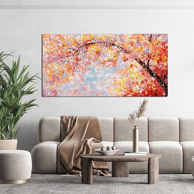 Canvas Wall Art Decor Canvas Modern Art Wall Decor Tree of Life Wall Art for Living Room Colorful Wall Art Decor Tree Flower Wall Art Prints Art Work for Room Home Office Wall Decor 24" X 48"