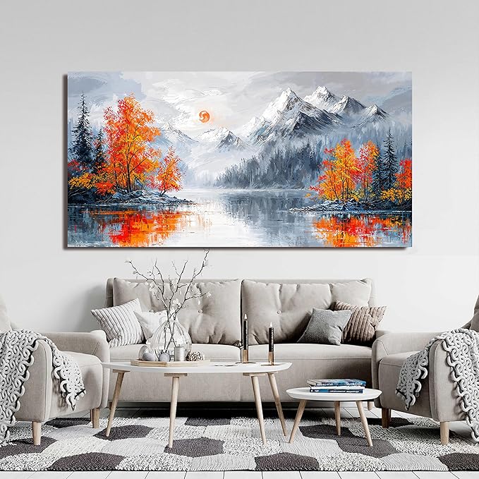 Canvas Oversized Wall Art Decor Wall Art Pictures for Living Room Artwork for Walls Large Vintage Forest Wall Art Prints Canvas Art Wall Decor Landscape Mountain Wall Art Bedroom Home Art Decor 29" X 58"