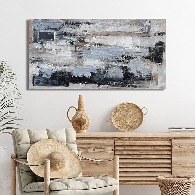 Canvas Wall Art Decor Modern Large Wall Art For Living Room Abstract Art Blue Black Wall Art Decor Canvas Art Work Decoration Abstract Wall Art Prints For Bedroom Office Kitchen Wall Decor 20" x 40"