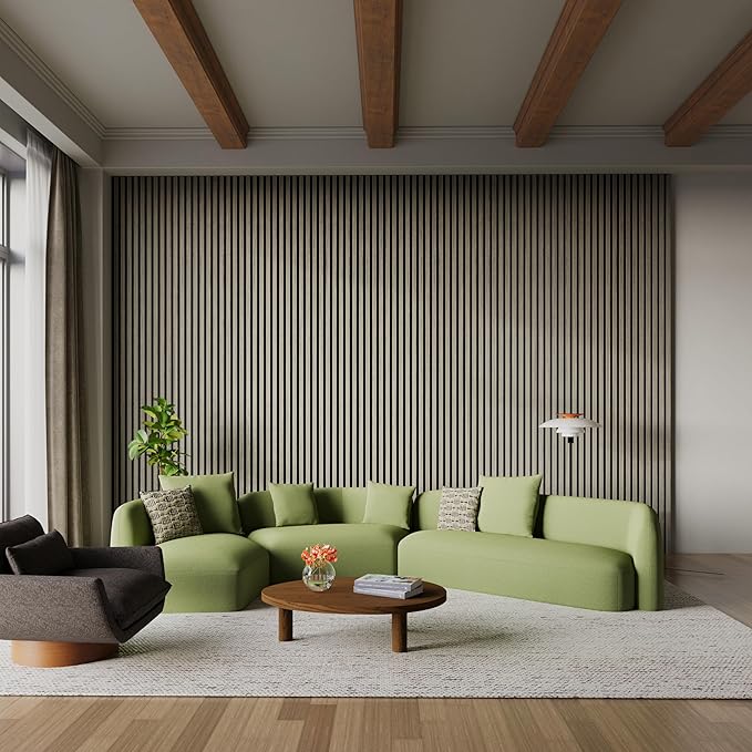 94" x 12.6" 3D Acoustic Slat Wood Wall Panels | Modern Sound-Dampening & Eco-Friendly Design (2-Piece Set)