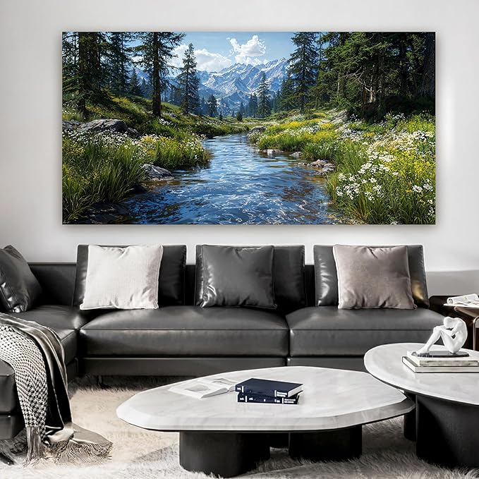Large Canvas Wall Art Decor Artwork For Walls Green Landscape Wall Art Decor Wall Art Pictures For Living Room Nature Oversized Wall Art Prints Bedroom Kitchen Office Wall Decoration 29" X 58"