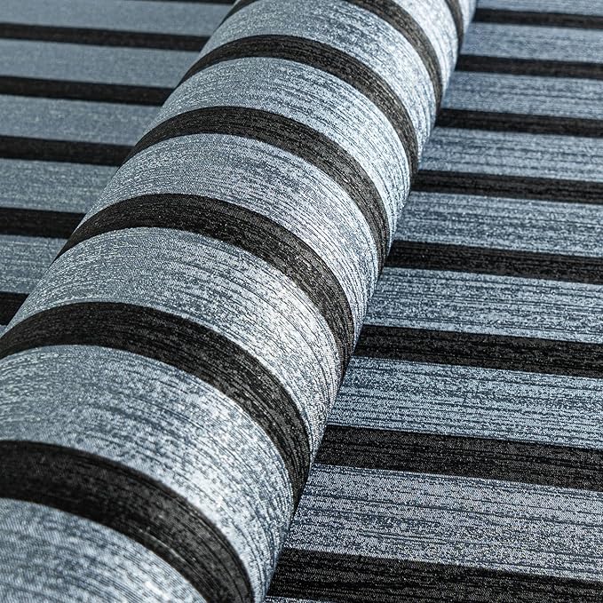 A.S. Création Non-Woven Wallpaper with Metallic Effect Wall Panel Motif 0,53 x 10,05 m - Black Grey Blue Metallic - Wood Look Wallpaper Made in Germany - 786273