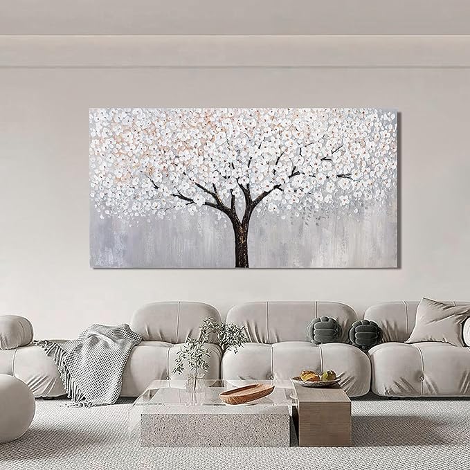 Canvas Wall Art Decor Artwork for Walls Black and White Wall Art Decor Large Tree of Life Wall Art for Living Room Vintage Tree Flower Wall Art Decorations for Room Home Office Wall Decor 29"X58"
