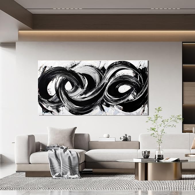 Canvas Wall Art Decor Wall Art Pictures for Living Room Artwork for Walls Abstract Black and White Wall Art Prints Abstract Canvas Art Wall Decorations Bedroom Home Aesthetic Wall Art Decor 20" X 40"