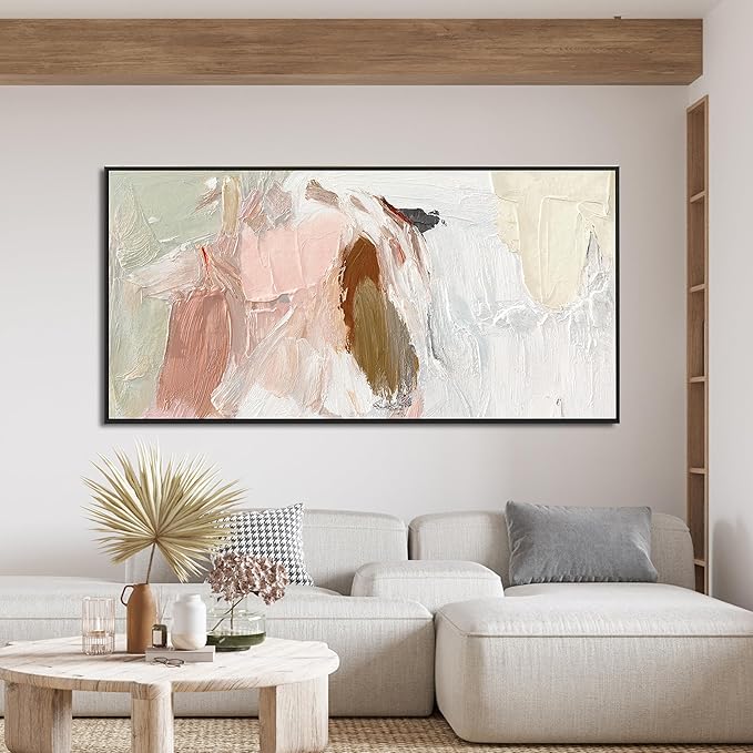 Canvas Wall Art Decor Large Abstract Wall Art Prints Wall Art Pictures For Living Room Framed Pink and White Wall Art Decorations Abstract Canvas Art Wall Decor Home Office Aesthetic Decor 29"x58"