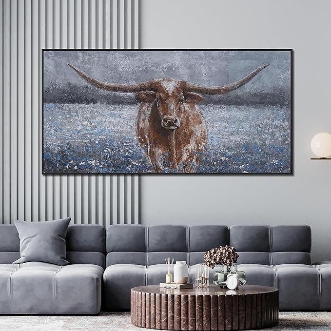 KUPTEU Canvas Oversized Wall Art Decor Large Wall Art For Living Room Framed Modern Wall Art Prints Canvas Art Wall Decor Highland Cow Artwork For Walls Bedroom Office Decor 29" x 58"