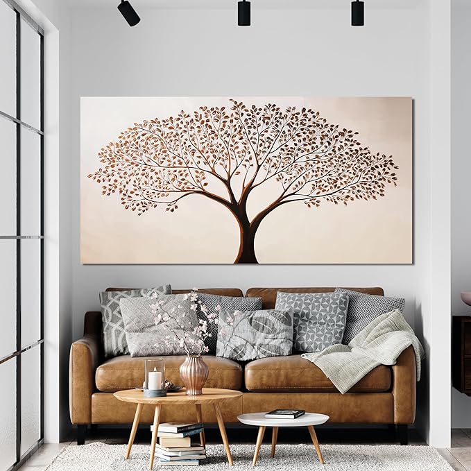 Canvas Art Wall Decor Modern Tree of Life Wall Art Prints Minimalist Botanical Wall Art Decorations Wall Art Pictures for Living Room Browm Artwork for Walls Bedroom Office Decor Aesthetic 20" X 40"
