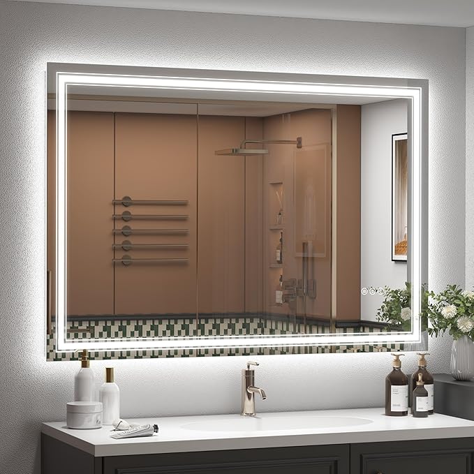 44x30 LED Bathroom Mirror, Lighted Mirror for Bathroom Wall, Backlit and Front lit, Dimmable, Anti-Fog, Shatterpoof, Memory (Horizontal/Vertical)