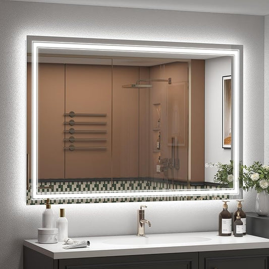 44x30 LED Bathroom Mirror, Lighted Mirror for Bathroom Wall, Backlit and Front lit, Dimmable, Anti-Fog, Shatterpoof, Memory (Horizontal/Vertical)