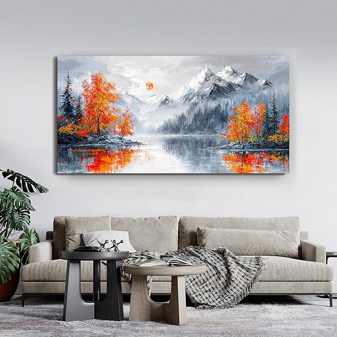 Canvas Oversized Wall Art Decor Wall Art Pictures for Living Room Artwork for Walls Large Vintage Forest Wall Art Prints Canvas Art Wall Decor Landscape Mountain Wall Art Bedroom Home Art Decor 29" X 58"
