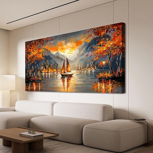 Canvas Wall Art Decor Wall Art Picture for Living Room Canvas Art Wall Decor Modern Landscape Wall Art Prints Large Coastal Wall Art Decorations Artwork for Walls Bedroom Office Home Decor 24" X 48"