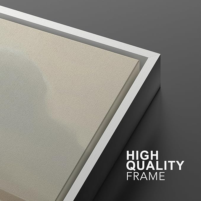 MUDECOR Framed Wall Art Print Set Serene Coastal Landscape Minimalist Illustrations Modern Art Boho Decorative Colorful Chic for Living Room, Bedroom, Office - 16"x24"x3 White