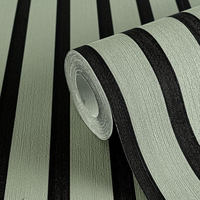 A.S. Création Non-Woven Wallpaper with Wall Panel Motif 0,53 x 10,05 m - Green Light Green Black - Wood Look Wallpaper Made in Germany - 786282