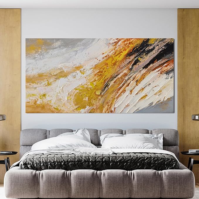 Canvas Wall Art Decor Wall Art Pictures for Living Room Modern Large Wall Art Canvas Art Wall Decor Black and White Abstract Wall Art Prints Large Gold Artwork for Walls Home Office Decor 29" X 58"