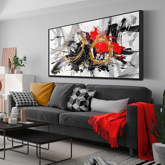 CIRABKY Abstract Canvas Wall-Art for Living Room - Large Wall Art for Bedroom with Framed Ready to Hang Size 29" x 59"