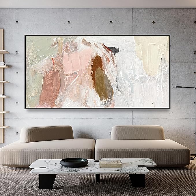 Canvas Wall Art Decor Large Abstract Wall Art Prints Wall Art Pictures For Living Room Framed Pink and White Wall Art Decorations Abstract Canvas Art Wall Decor Home Office Aesthetic Decor 29"x58"