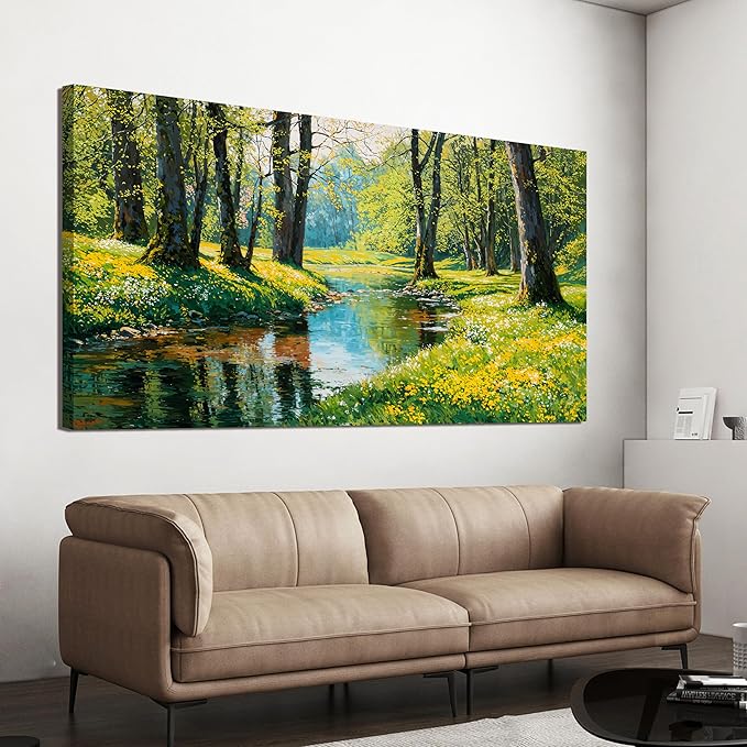 Canvas Oversized Wall Art Decor Large Wall Art Pictures for Living Room Modern Landscape Wall Art Prints Botanical Canvas Art Wall Decor Nature Forest Wall Art Decorations Bedroom Office Decor 29"X58"