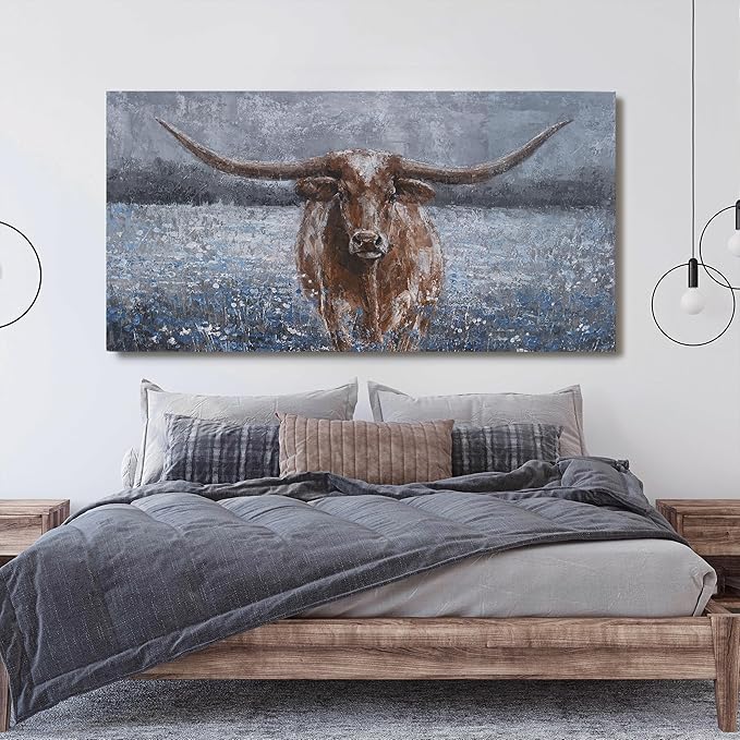 KUPTEU Canvas Wall Art Decor Large Canvas Wall Art For Living Room Highland Cow Wall Art Decor Artwork Oversized Wall Art Prints Wall Decorations for Bedroom Office Kitchen Home Wall Decor 30" x 60"