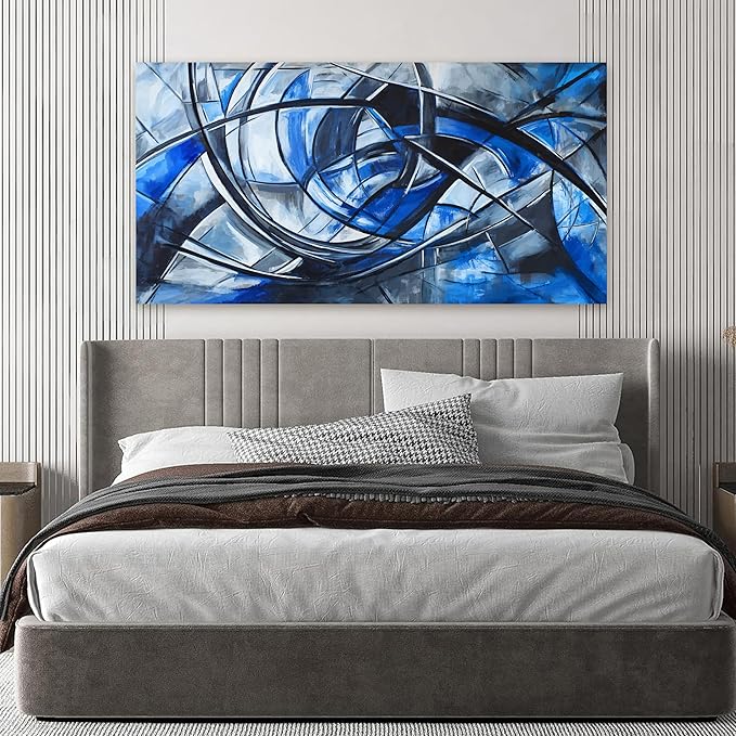 Abstract Wall Art Decor Wall Art Pictures for Living Room Abstract Canvas Art Wall Decor Modern Blue Wall Art Prints Artwork for Walls Black and White Wall Art Decorations Home Office Decor 20" X 40"