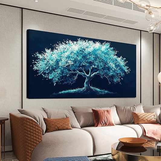 Canvas Wall Art Decor Green Tree of Life Wall Art Decorations Wall Art Pictures for Living Room Modern Bltanical Wall Art Prints 20" X 40" Canvas Art Wall Decor Artwork for Walls Bedroom Office Decor