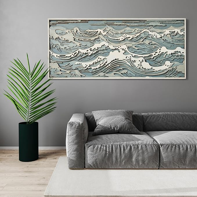 NEODECO Parametric Wood Waves wall decor, 3D wood wall sculpture, Waves in the Stormy Ocean Wood Wall Art, Abstract wall decor, Acoustic wall panel (Large)