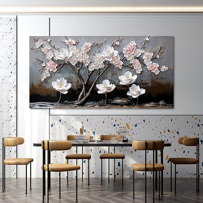 Large Canvas Wall Art Wall Pictures for Living Room Art Work for Walls Decor Large Black and White Wall Art Prints Modern Pink Flower Wall Art Decor Artwork for Walls Bedroom Office Decor 29"X58"