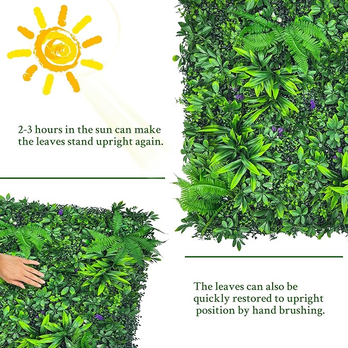 Artificial Greenery Wall Panels: 60'' x 120'' UV-Anti Faux Greennery Grass Wall Privacy Backdrop Fence Screen for Garden Fence Covering Privacy, Outdoor Indoor Home Decor