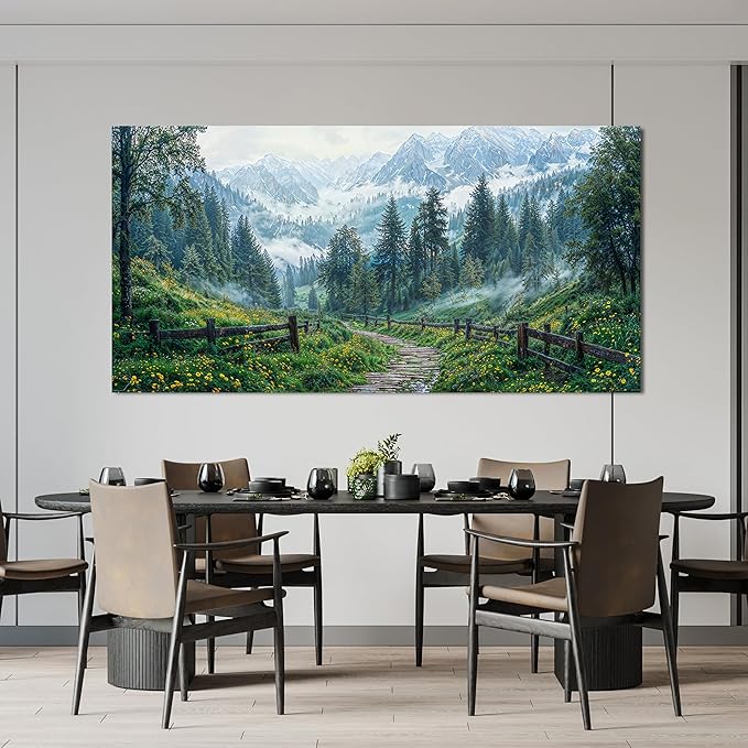 Canvas Wall Art Decor Canvas Art Wall Decor Modern Large Landscape Wall Art Wall Art Pictures for Living Room Large Artwork for Walls Green Forest Wall Art Prints Bedroom Office Decor 29" X 58"