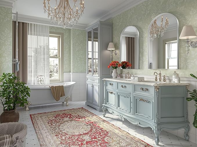 Brightify Arched Mirror, Arched Wall Mirror, 24 x 40 Inch Silver Arch Mirror, Metal Frame Black Bathroom Mirror, Arched Top Bathroom Vanity Mirror for Living Room Bedroom Mantel Entryway Hallways